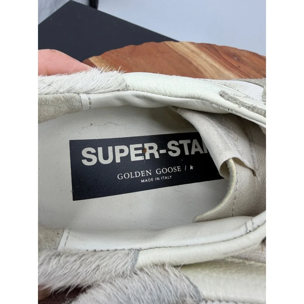 Golden Goose Super-Star Sneakers Women 37 White Leather Pony Hair Distressed